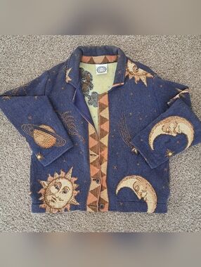 Celestial Sun & Moon Tapestry Jacket Sugar Street Weavers